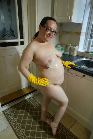 nude messy rubber gloves         