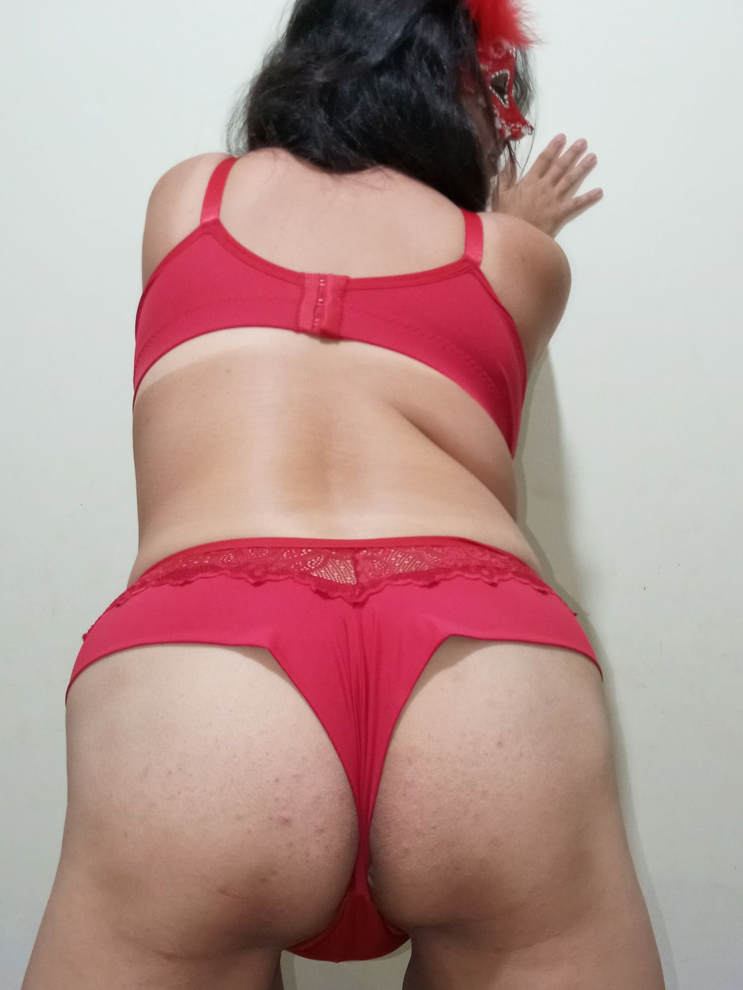 SHOWING OFF WEARING RED LINGERIE... #4