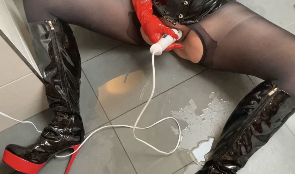 Black and Red Fetish Pissing #13