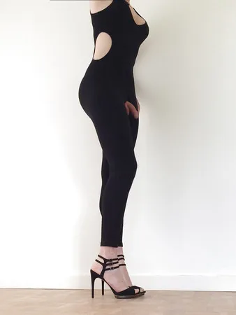 black bodysuit high heels        