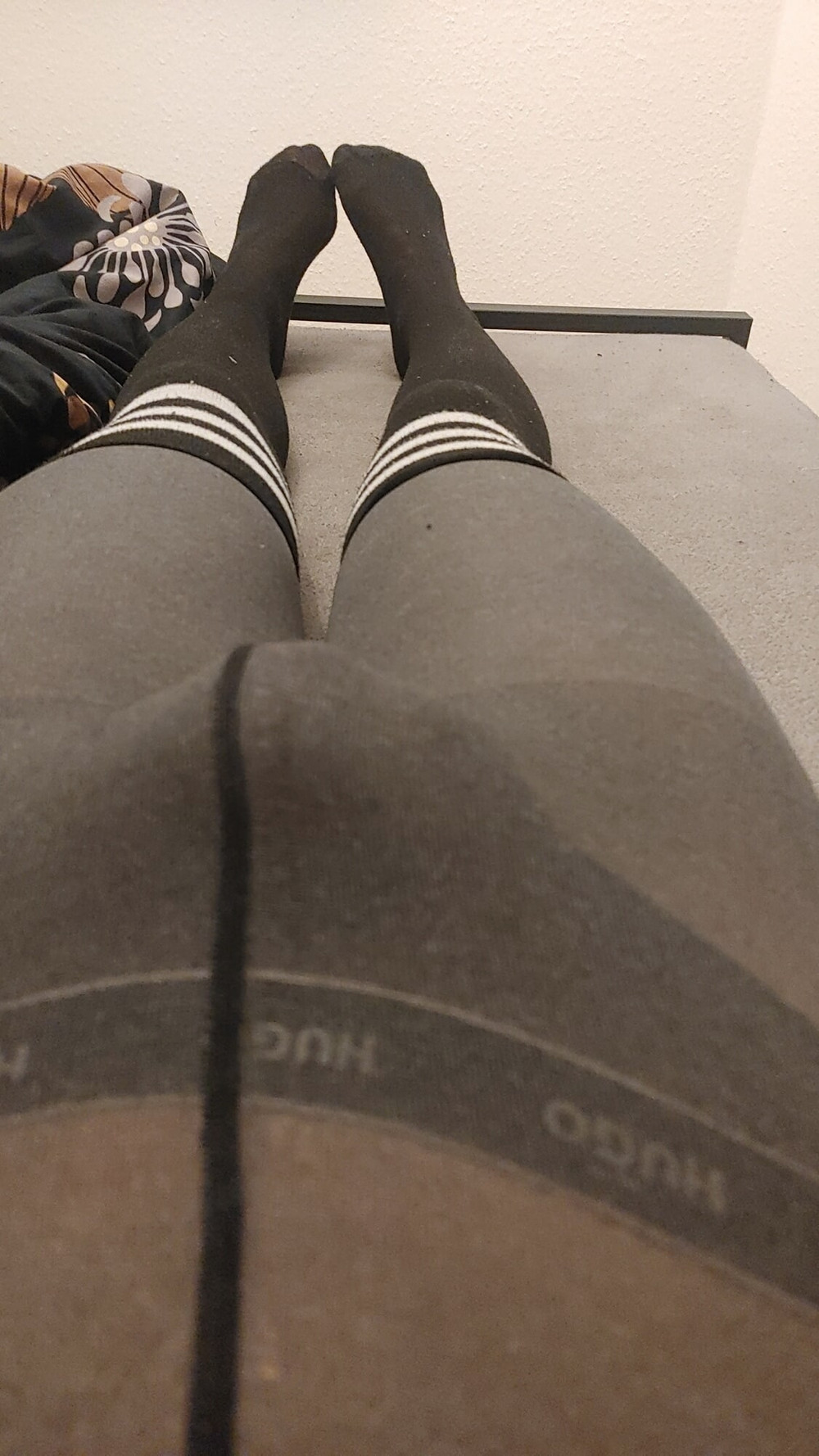 Grey seethrought panthose and black overknees #2