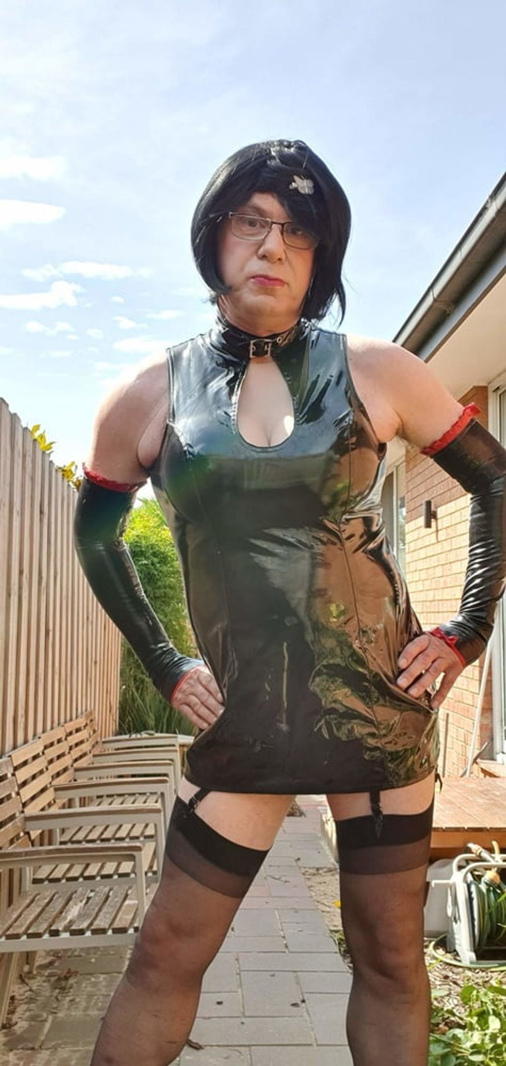 Slutty Rachel Latex in PVC Black Dress #15