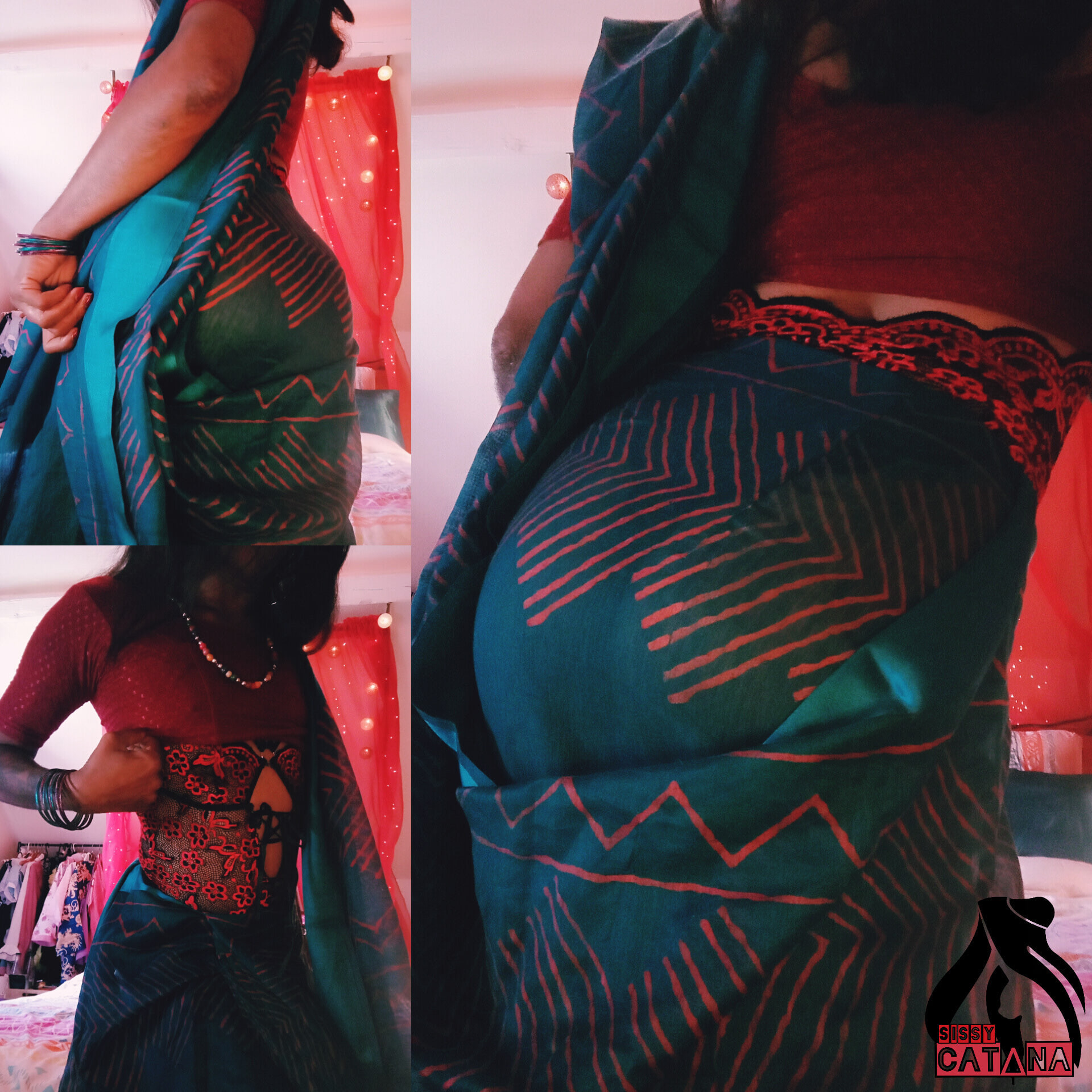Indians Tsgirl são mais sexy usando lingerie sob um sari 