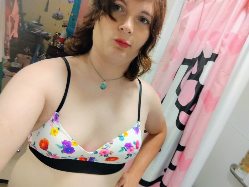  White Floral bra  #9