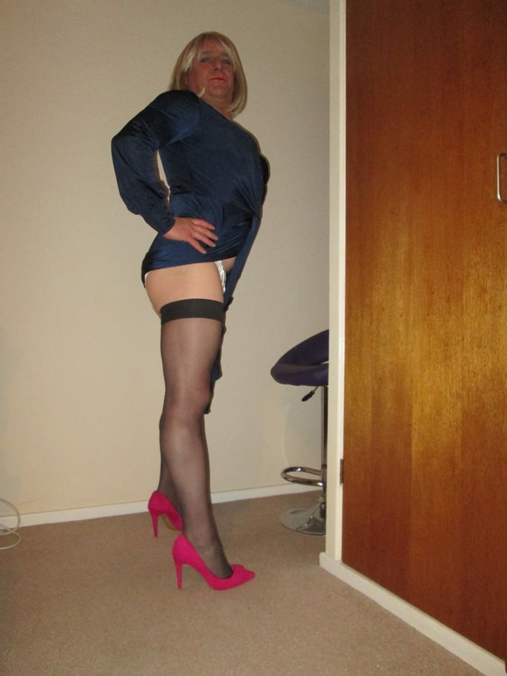 SISSY SATIN DRESS AND PINK HEELS #14