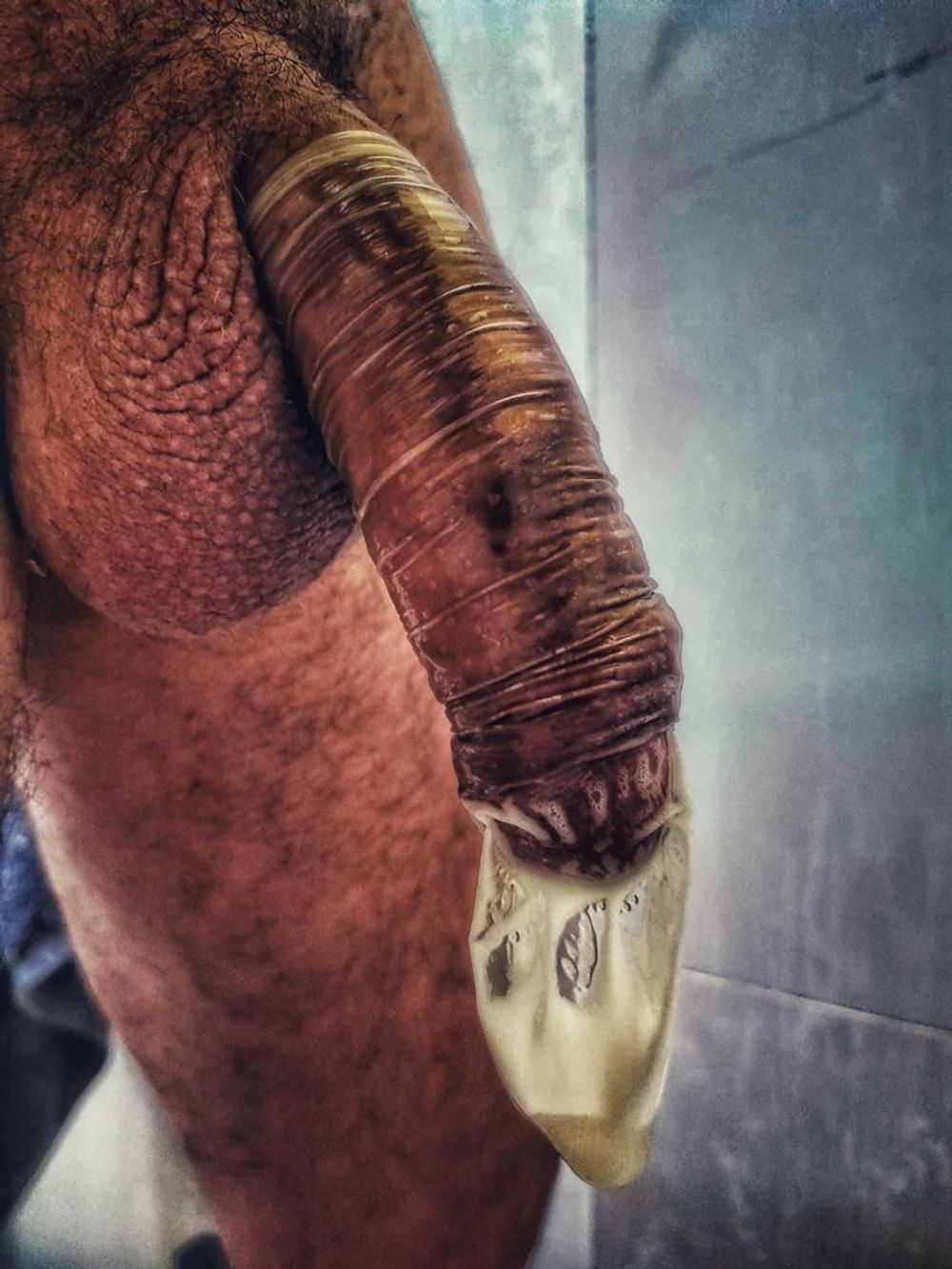 Hairy dick with condom #4