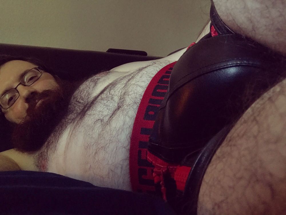 Gay Big Bearded Cub Hairy Chest and Cock Shots #5