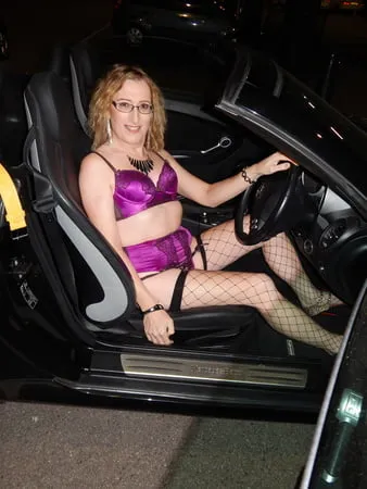 posing in a fans car in purple lingerie essex girl lisa         