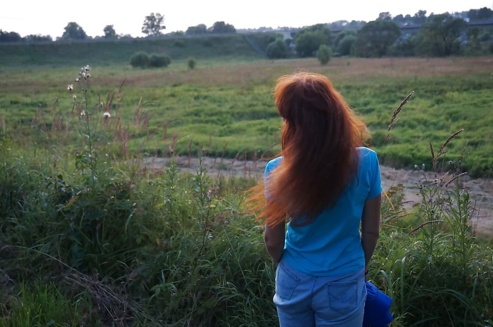 Flamehair in evening on the bridge #3