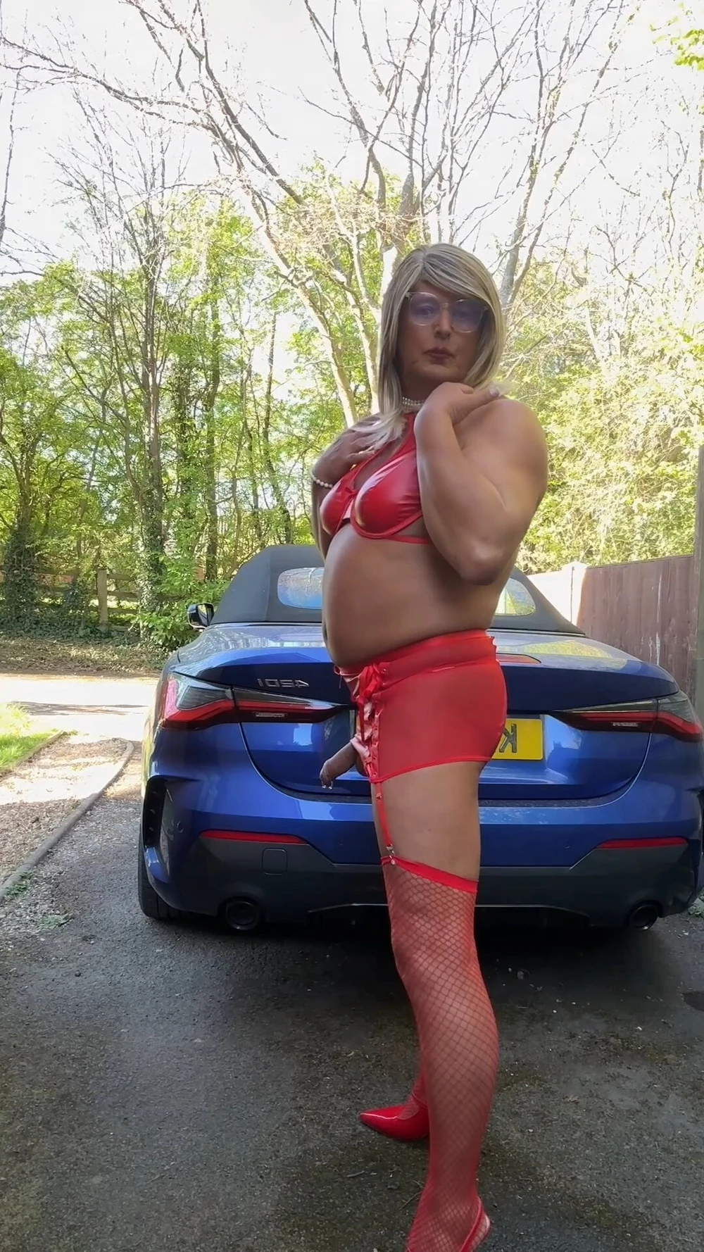 Sexy Crossdresser kellycd2022 in red pvc and stockings  #2