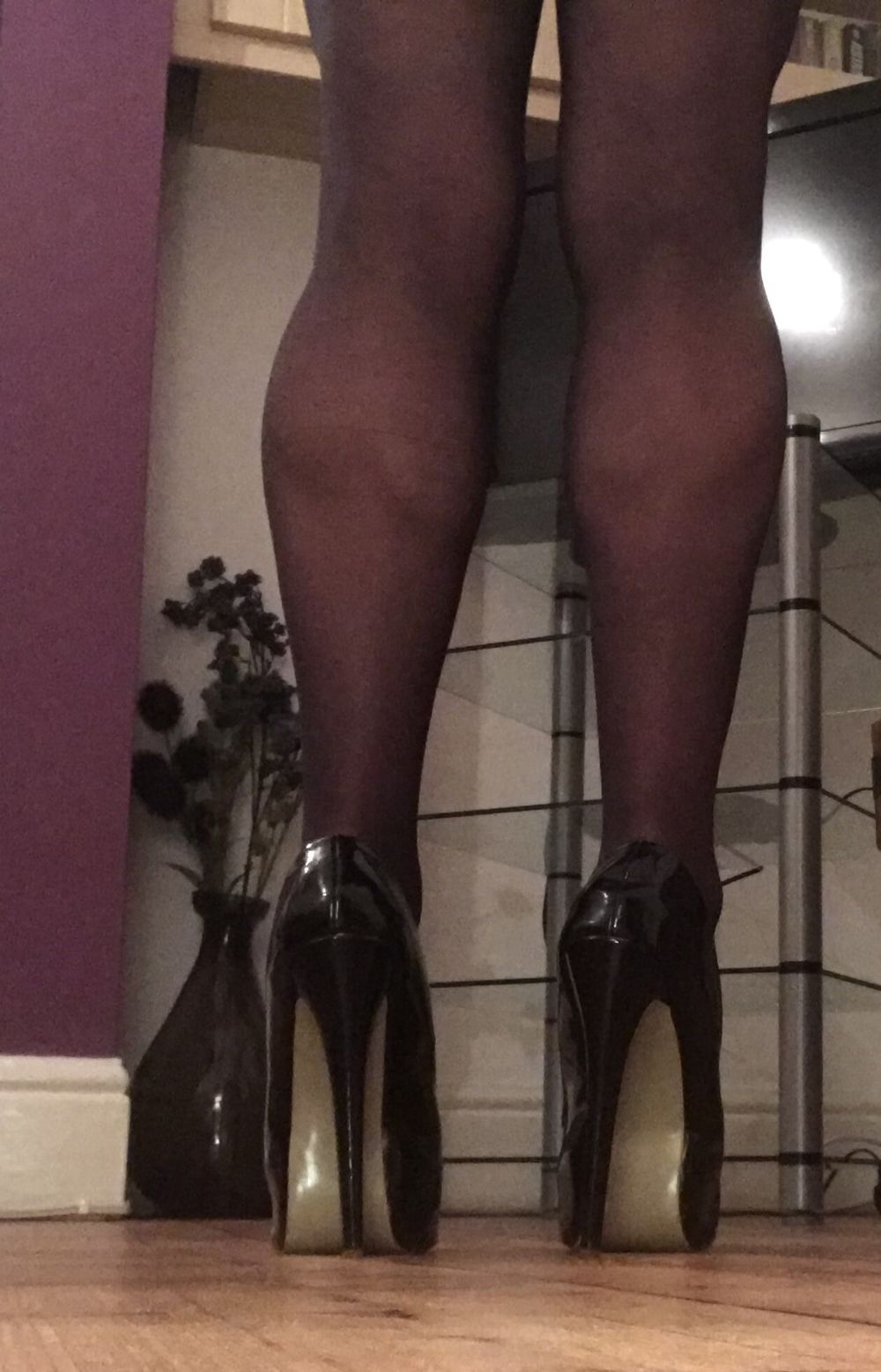 wife's sheer black tights #10