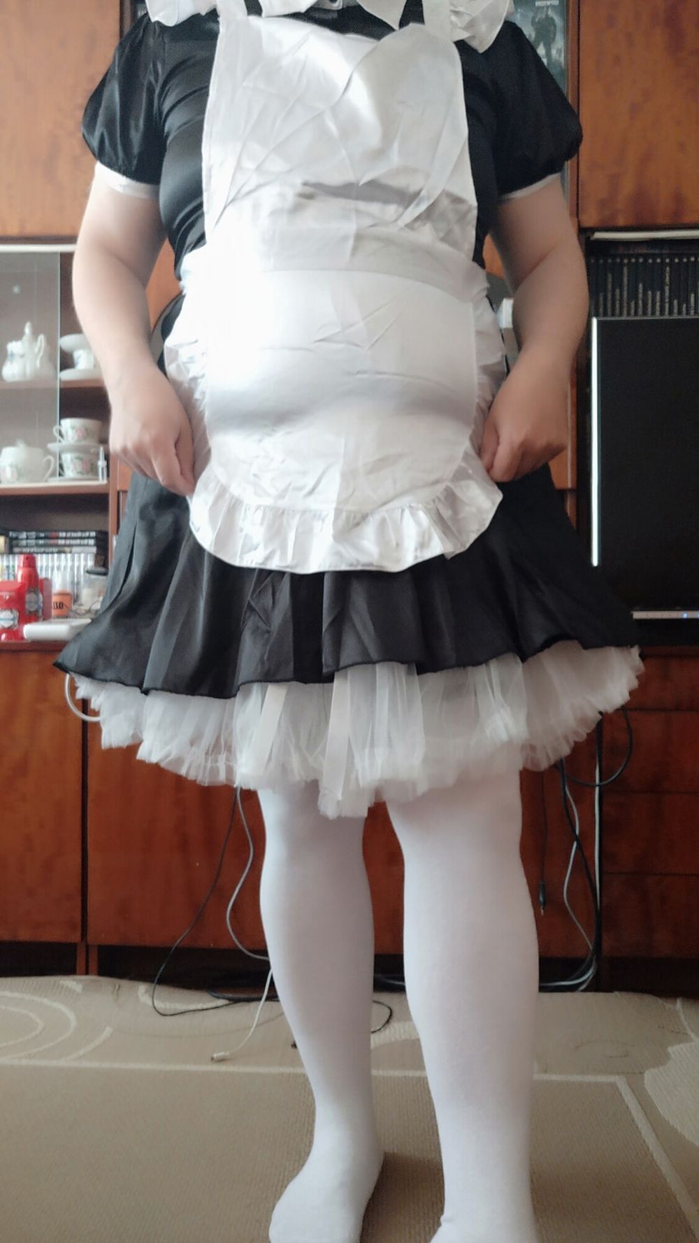 Sissy maid Aleksa dressing and undressing #4