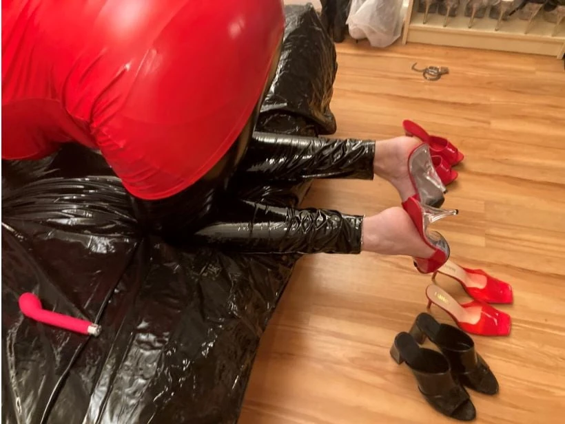 Vinyl Pants and High Heel Mules #11