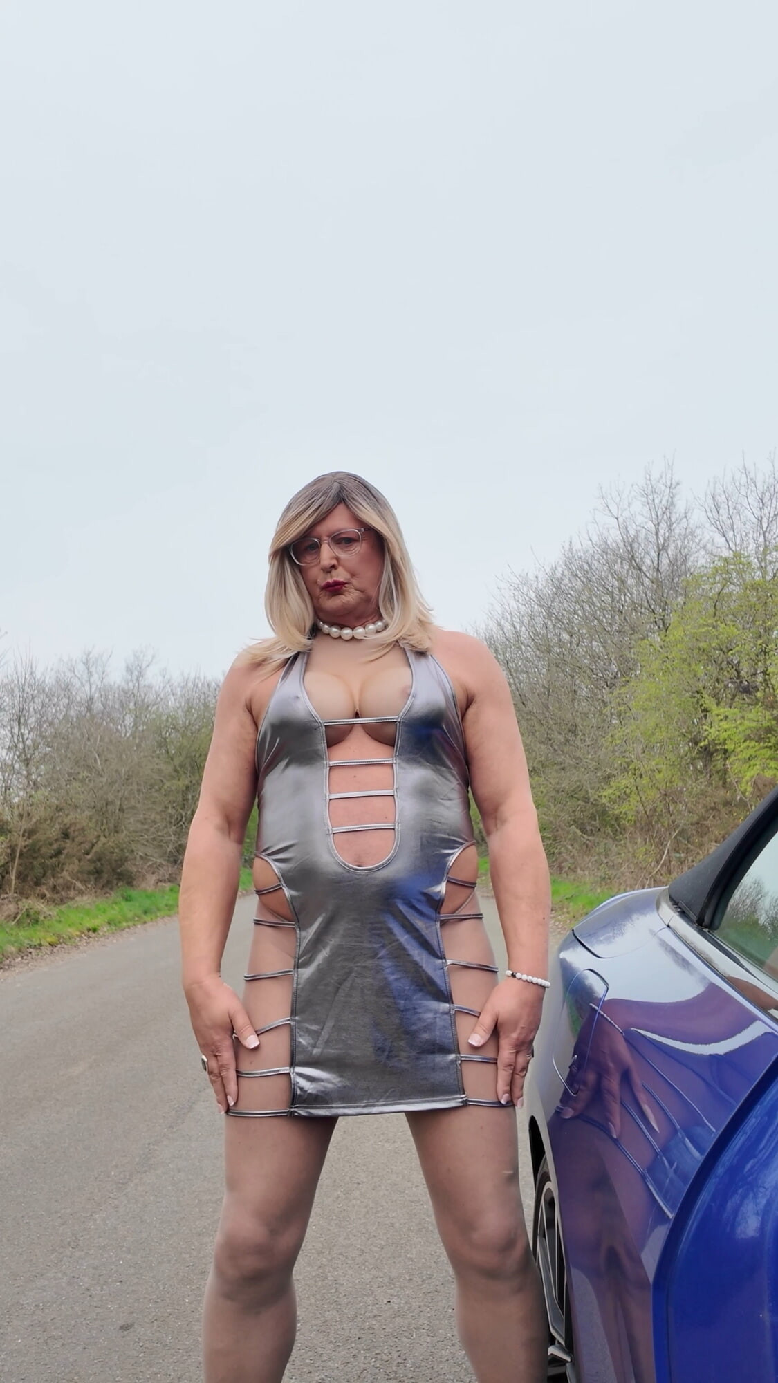 Sexy Crossdresser kellycd2022 in silver dress and pantyhose  #22