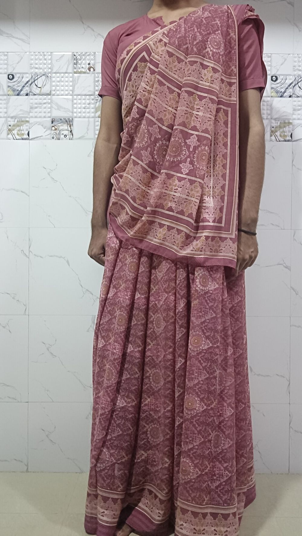 Wear skin colour saree #13