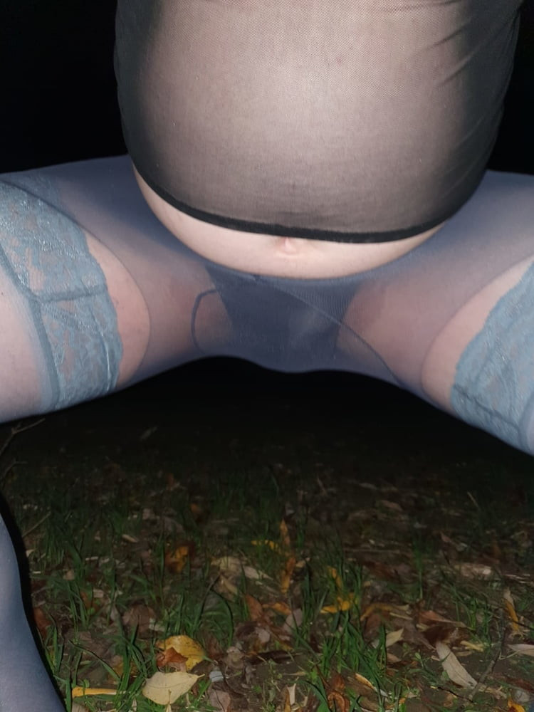 Blue Pantyhose and Grad Stockings in nature #7