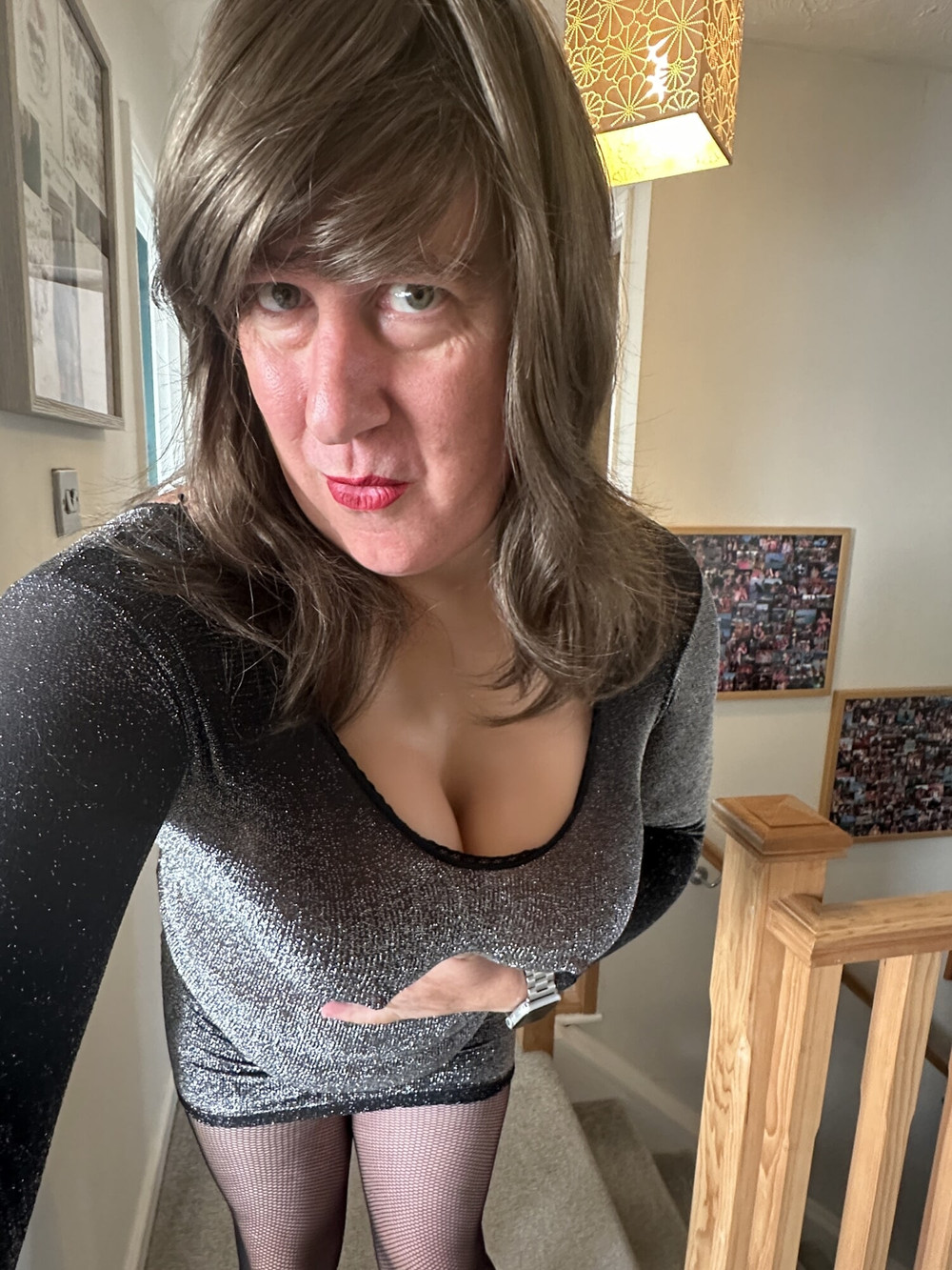 sexy sissy with hard cock in Fishnets Pantyhose #13