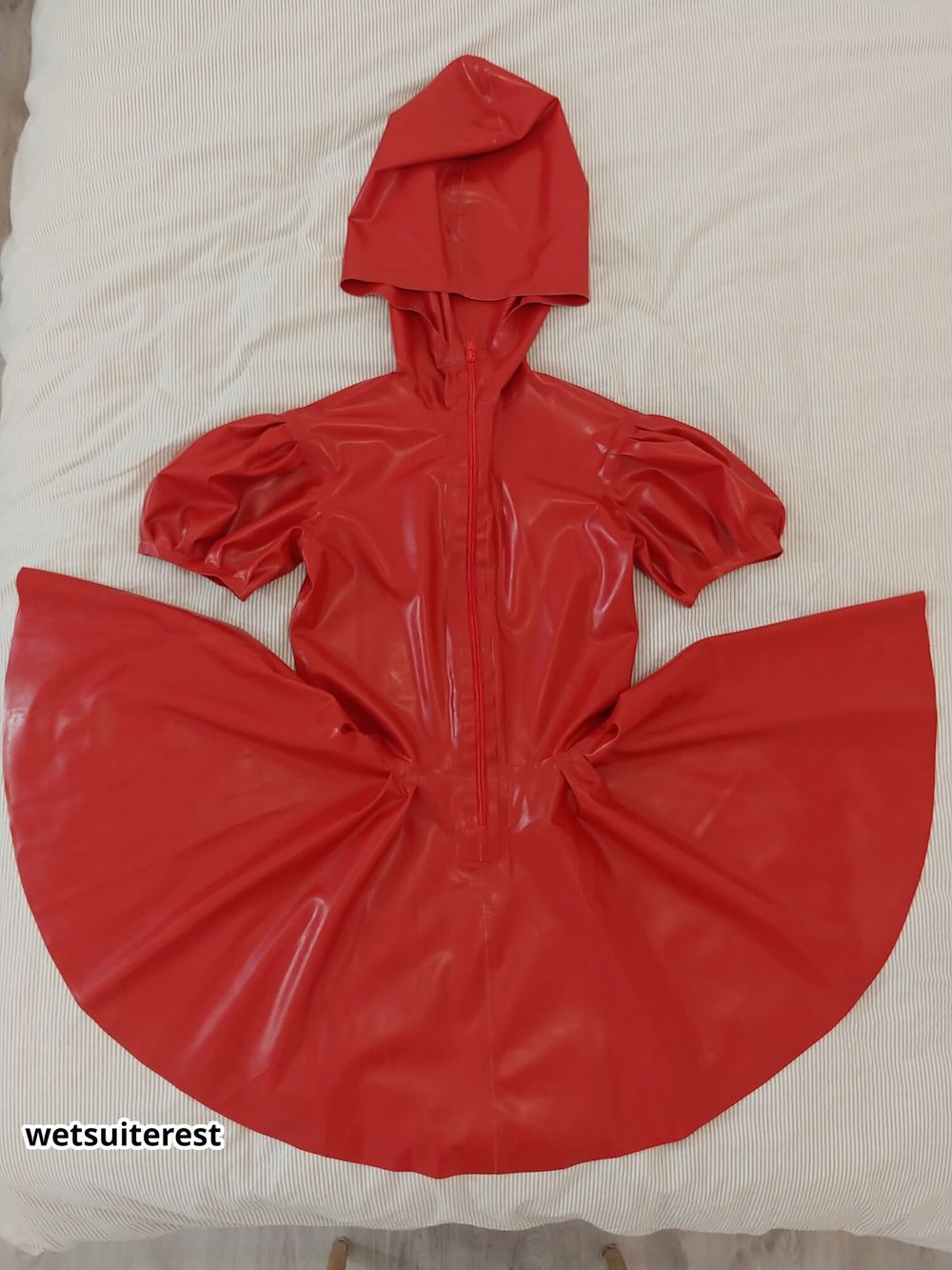 Red latex hooded swing dress and stockings #2