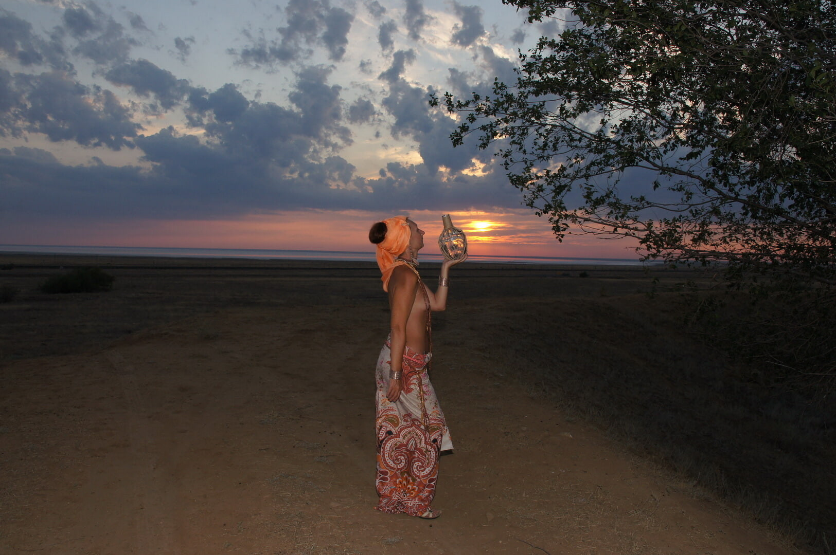 With a jug in the sunsetting sun #15