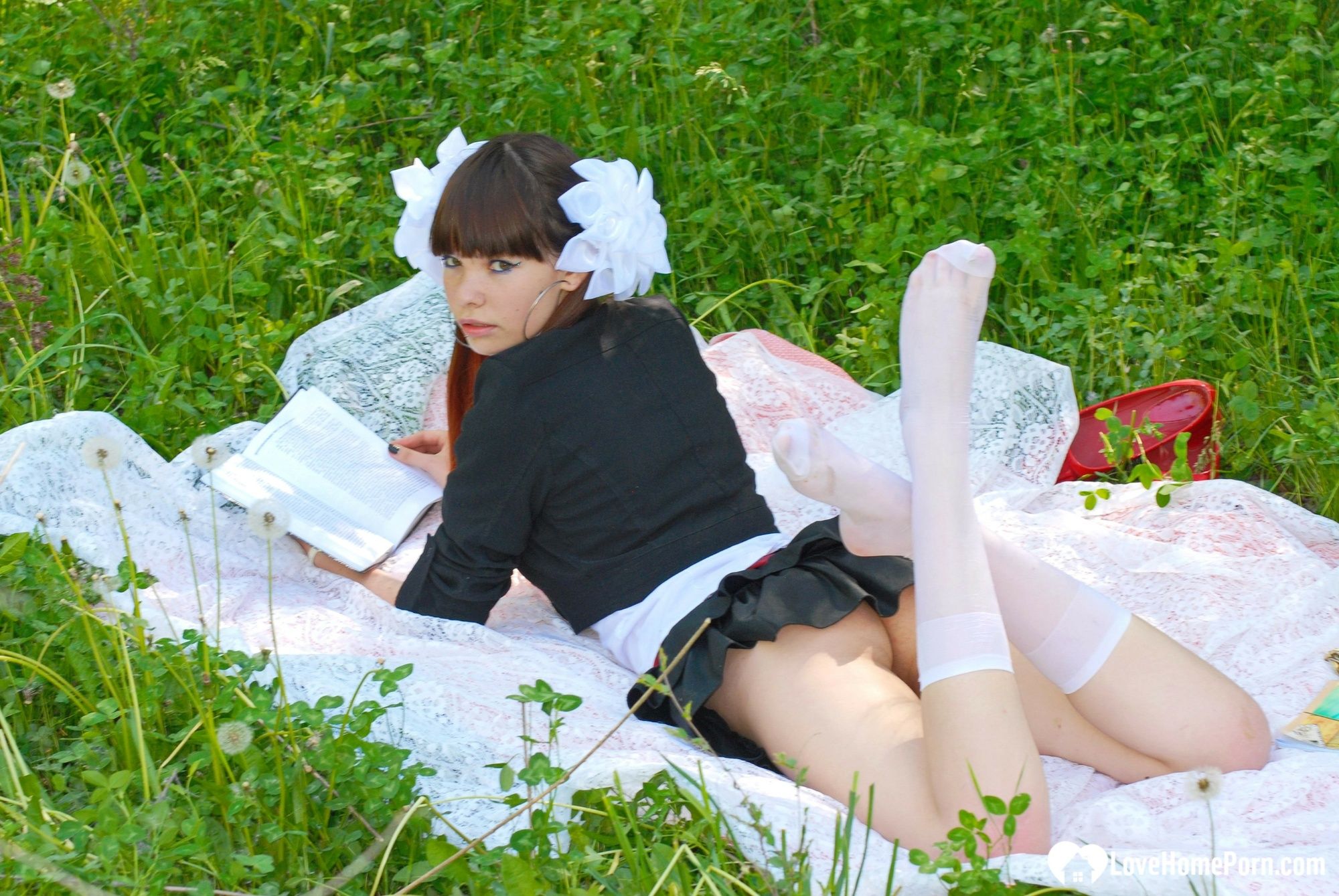 Schoolgirl turns a picnic into a teasing session #2