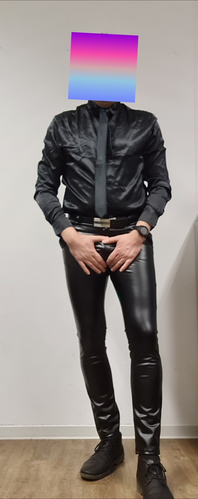 Gay in leather and satin