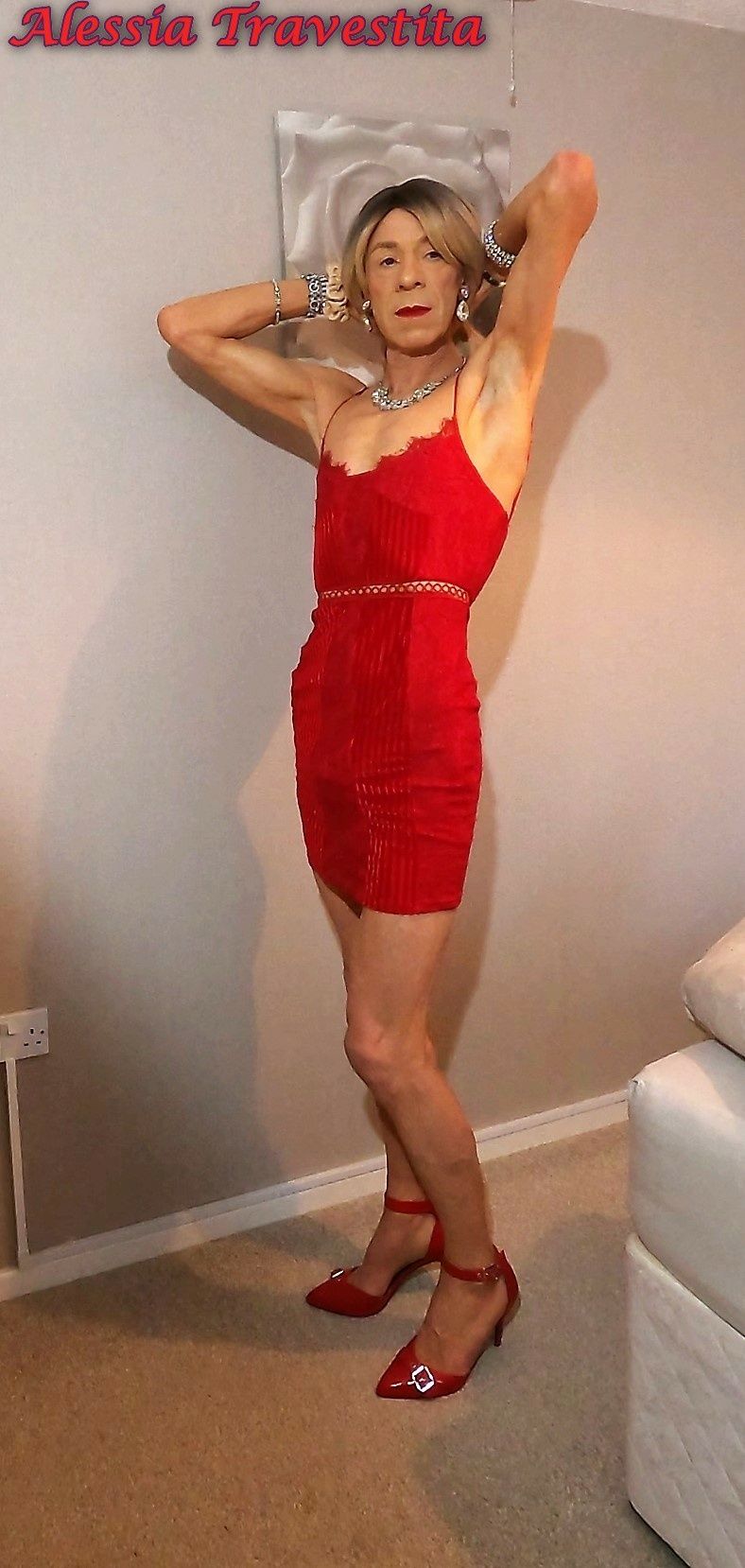 66 Alessia Travestita in Red Velvet Dress #7