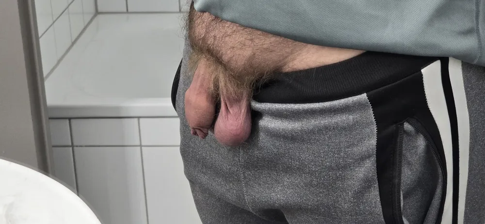 My big uncut cock in the mirror #4