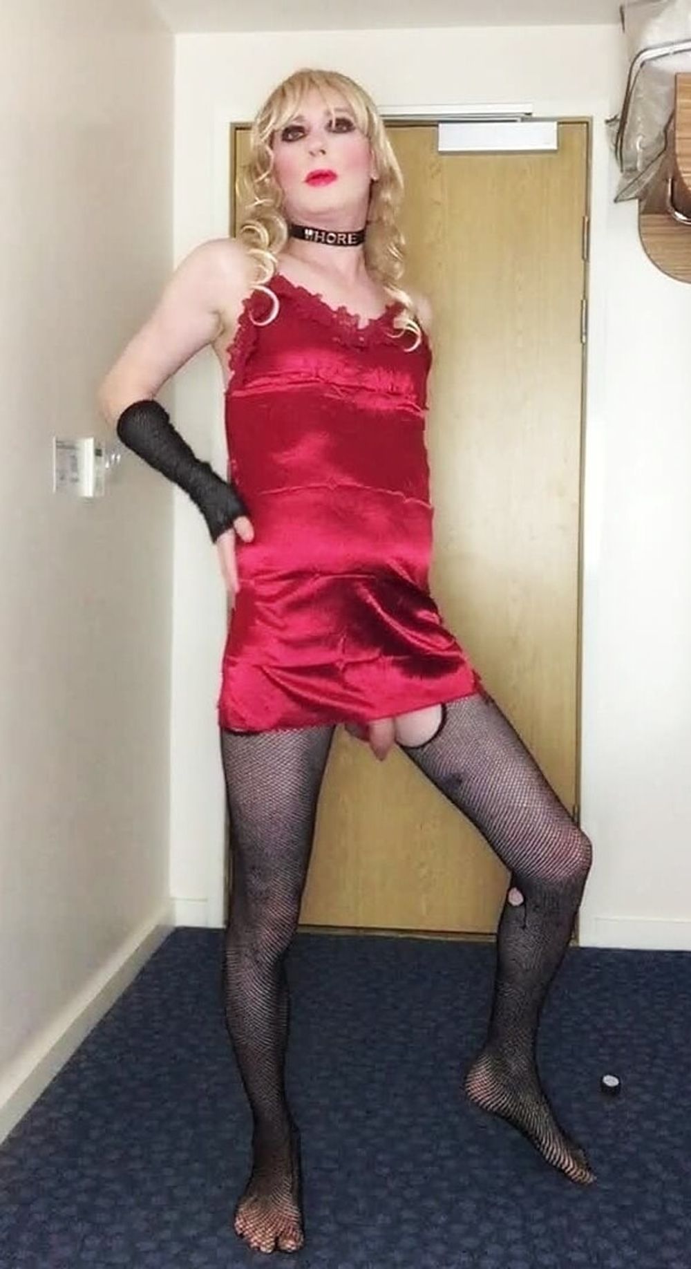 Skanky sissy in red dress #25