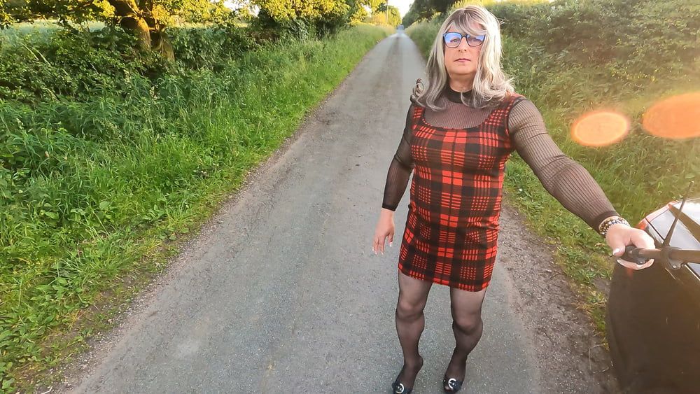 Crossdresser Kellycd car ride down the lanes #40