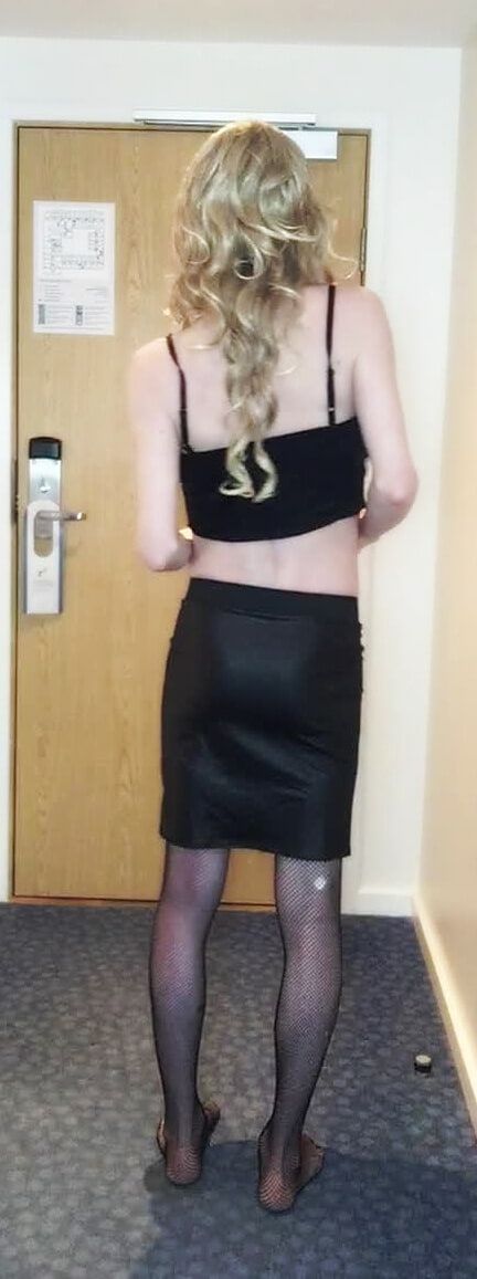 Sissy Crossdresser In Black Slut Outfit Posing  #9