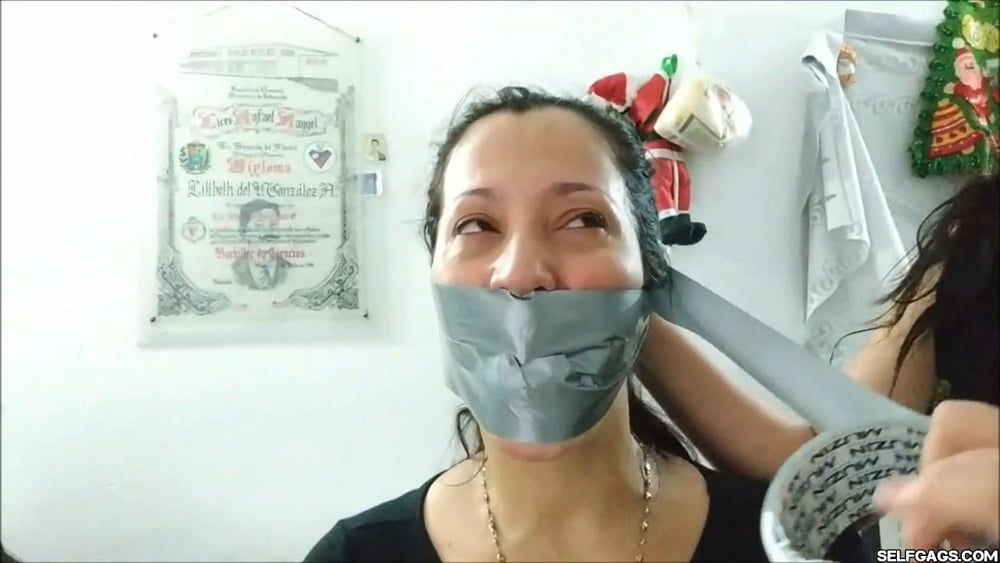 Petite Girl Silenced With BIG Tape Gag! - Selfgags #36