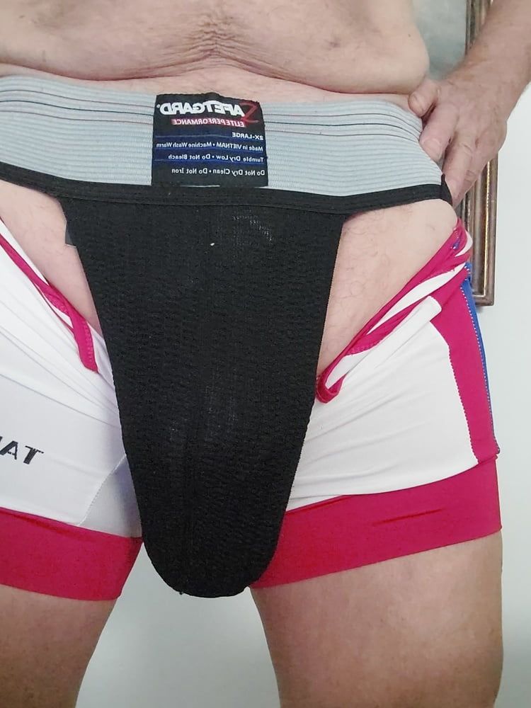 Stretching my cock and balls wearing a jock #6