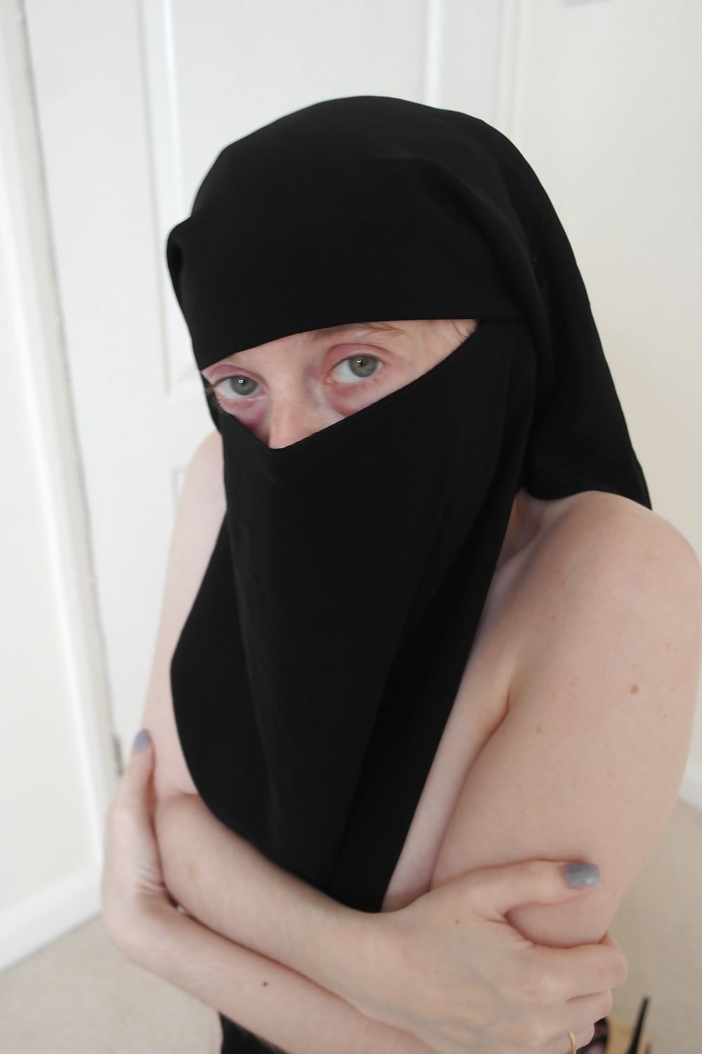 Shy Wife Naked in Niqab and Heels #9
