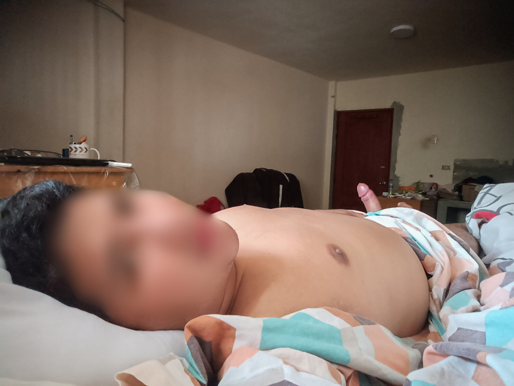 Me lying down with my penis erect - 03 (Naked and aroused) #5