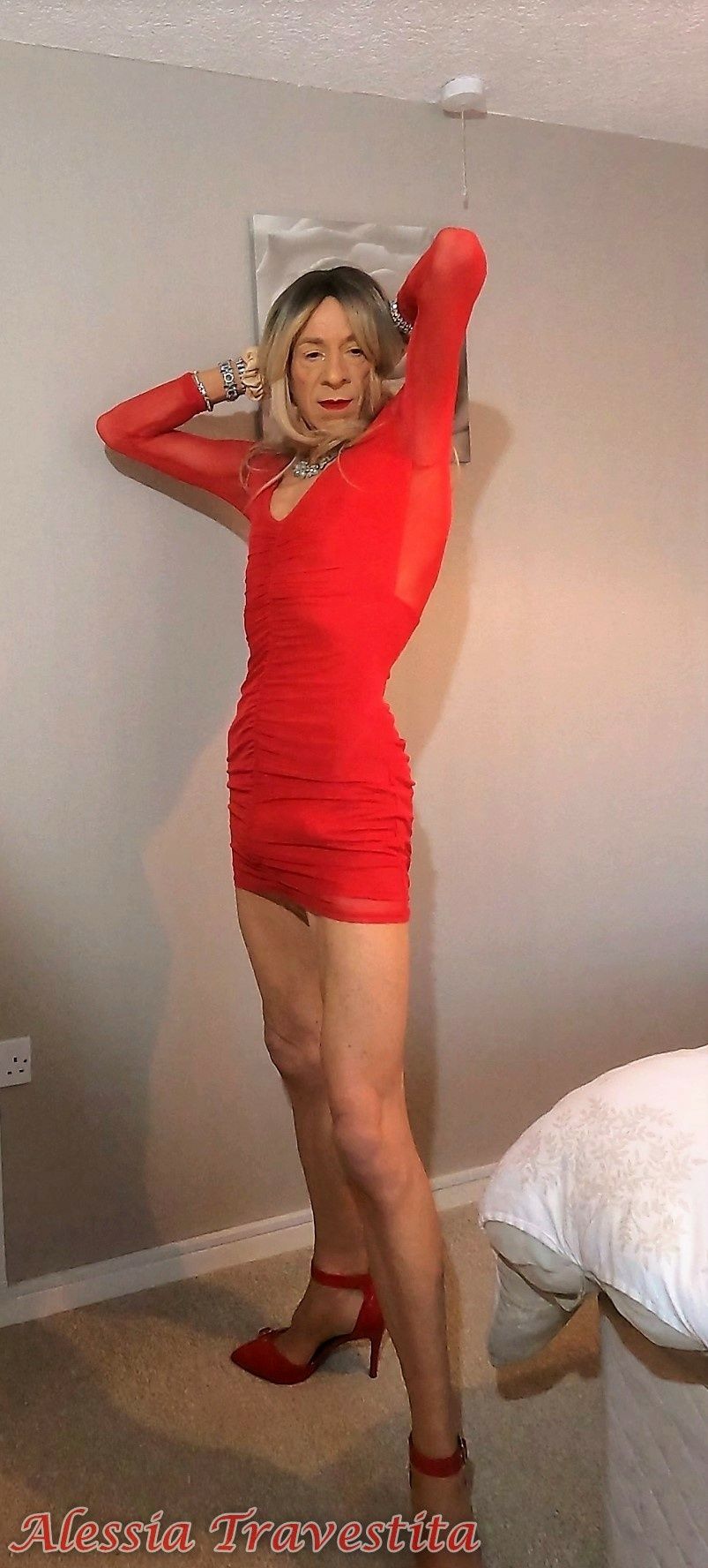 64 Alessia Travestita in Sheer Red Dress #50