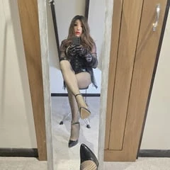 Silicone mask heels and fishnets 
