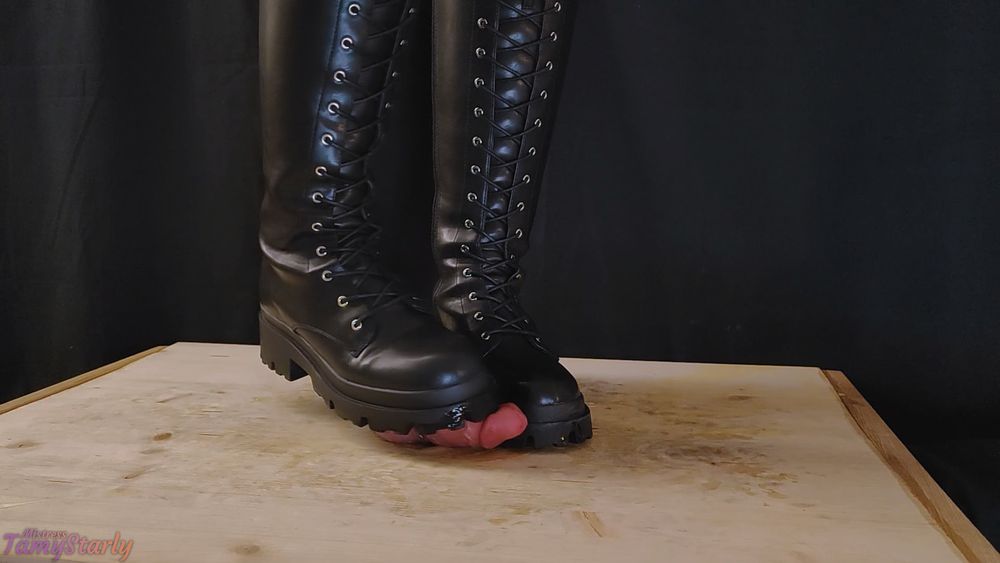 Military Mistress High Combat Leather Boots Cock Crush #2