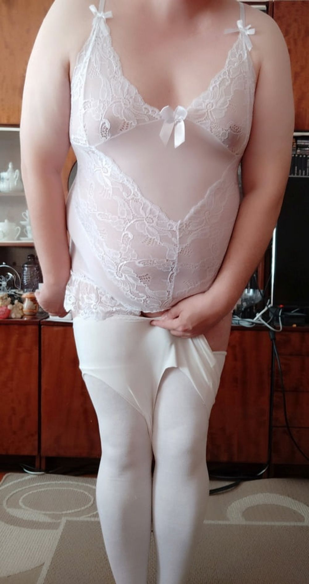 sissy posing in white set #20