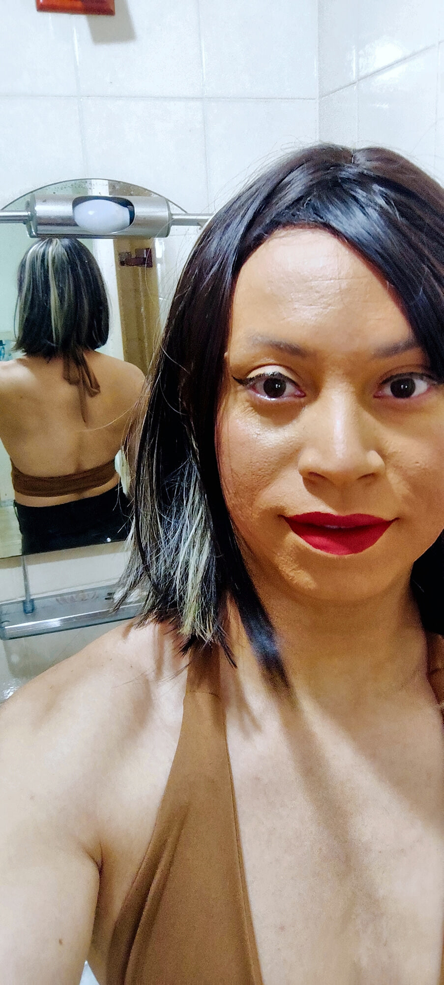 Crossdresser in brown top #8