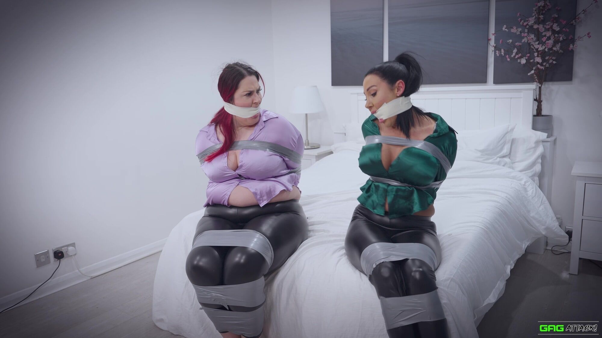 Lacey & Mila - Double Cross in Bondage Tied & Tape Gagged #16