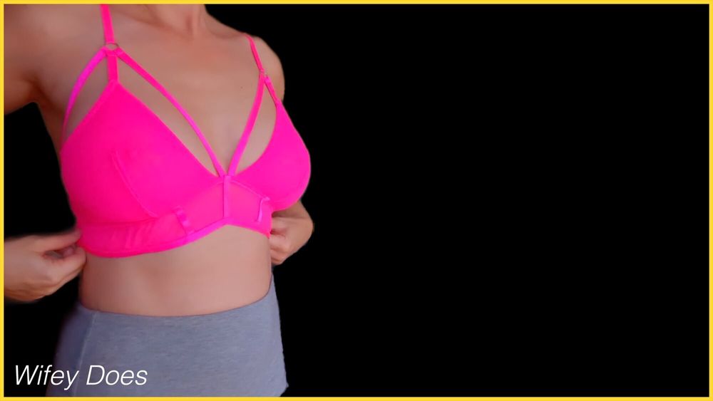 Wife stuns in hot pink bra