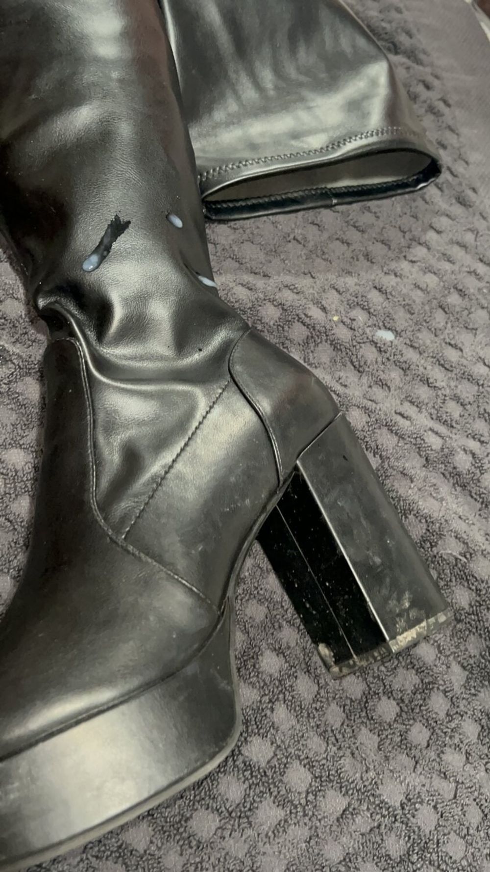 Cum on Friend&#039;s Platform Boots