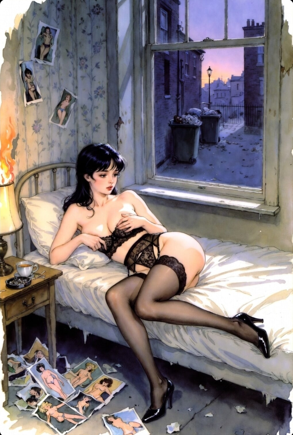 Pixwhores Experimental Enhanced: Black Stockings, Black Hair #14
