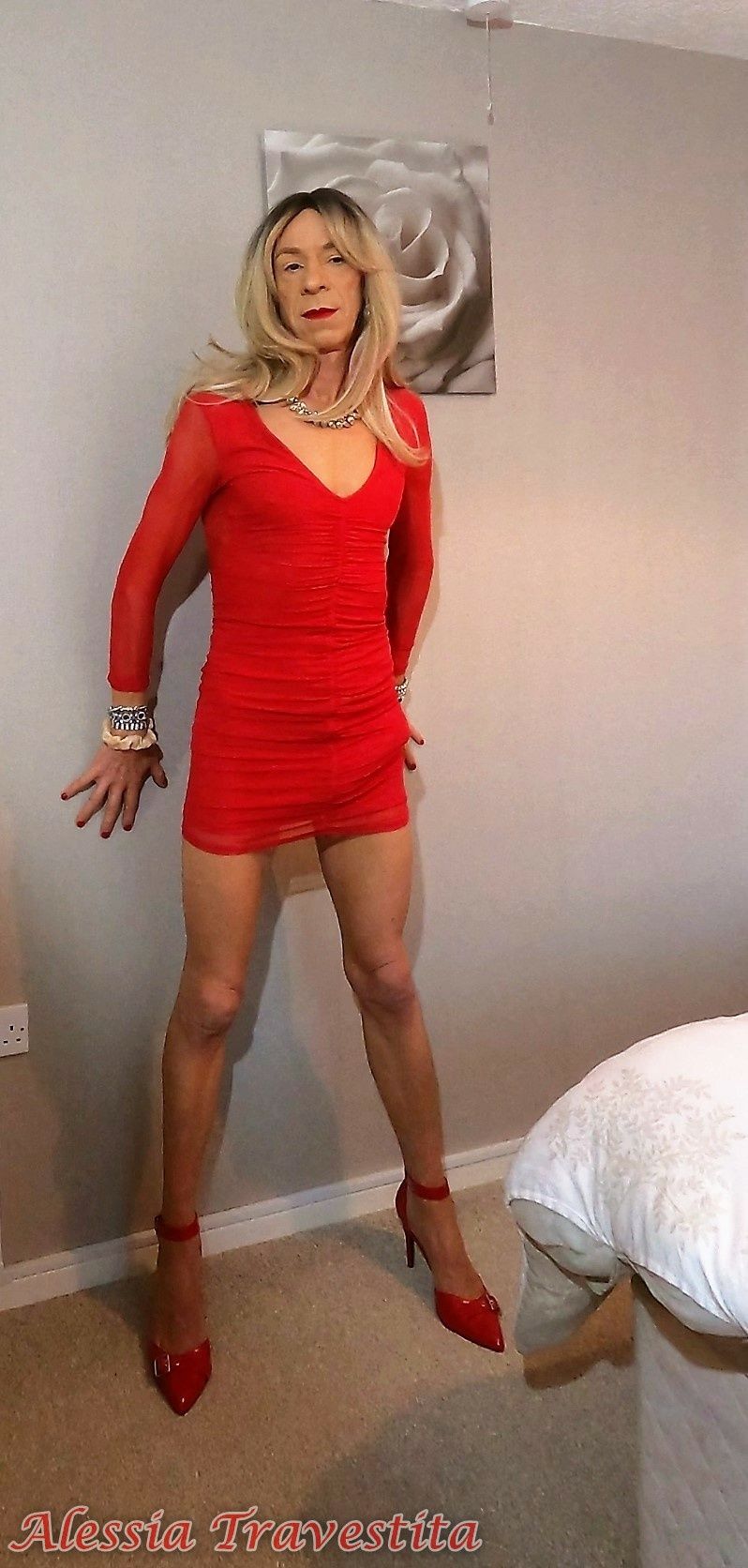 64 Alessia Travestita in Sheer Red Dress #31