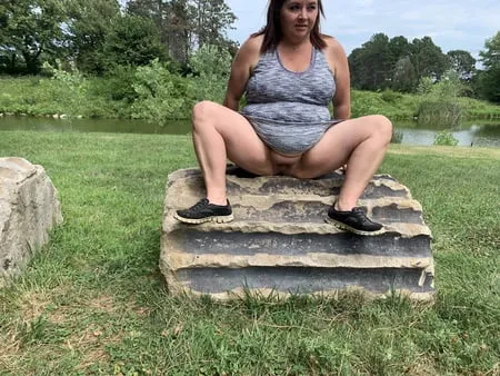 sexy bbw outdoors at the park         