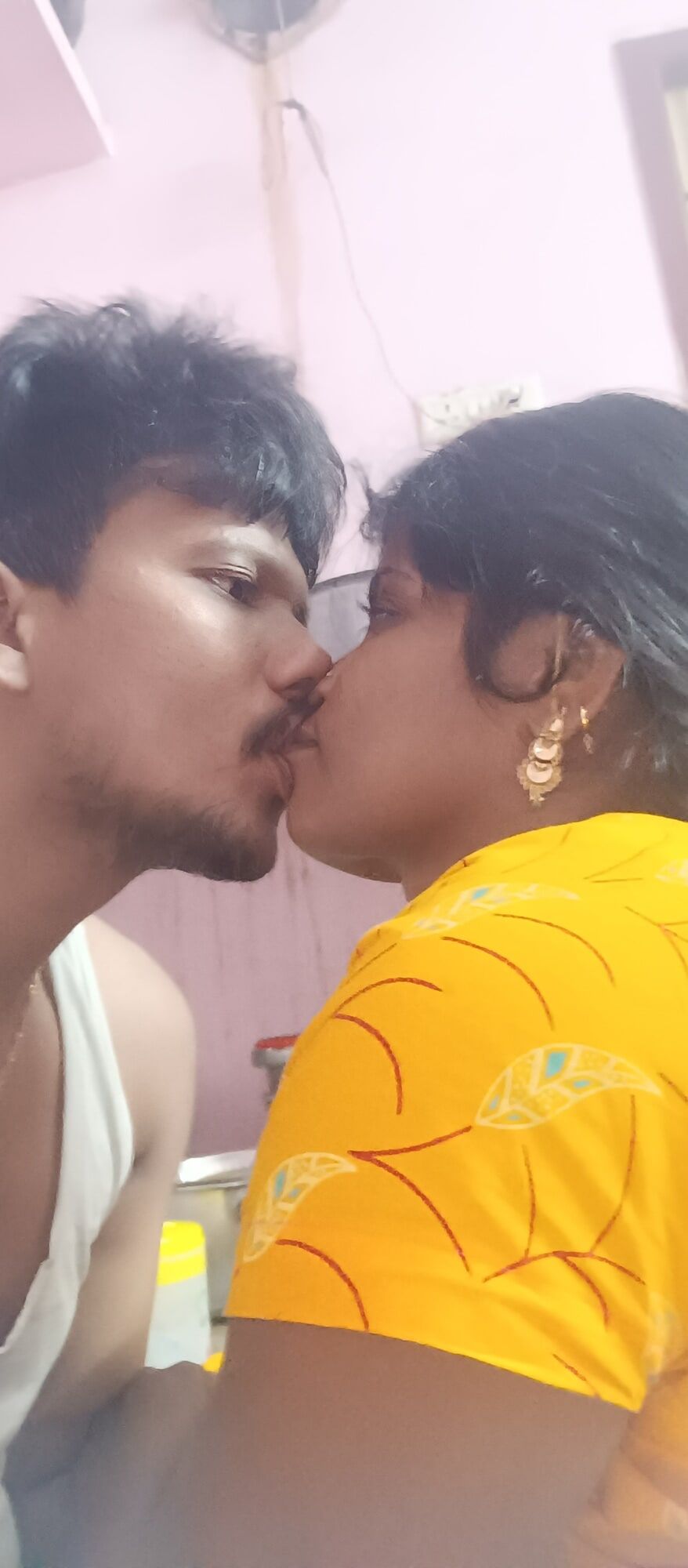 Indian wife and husband kissing #3