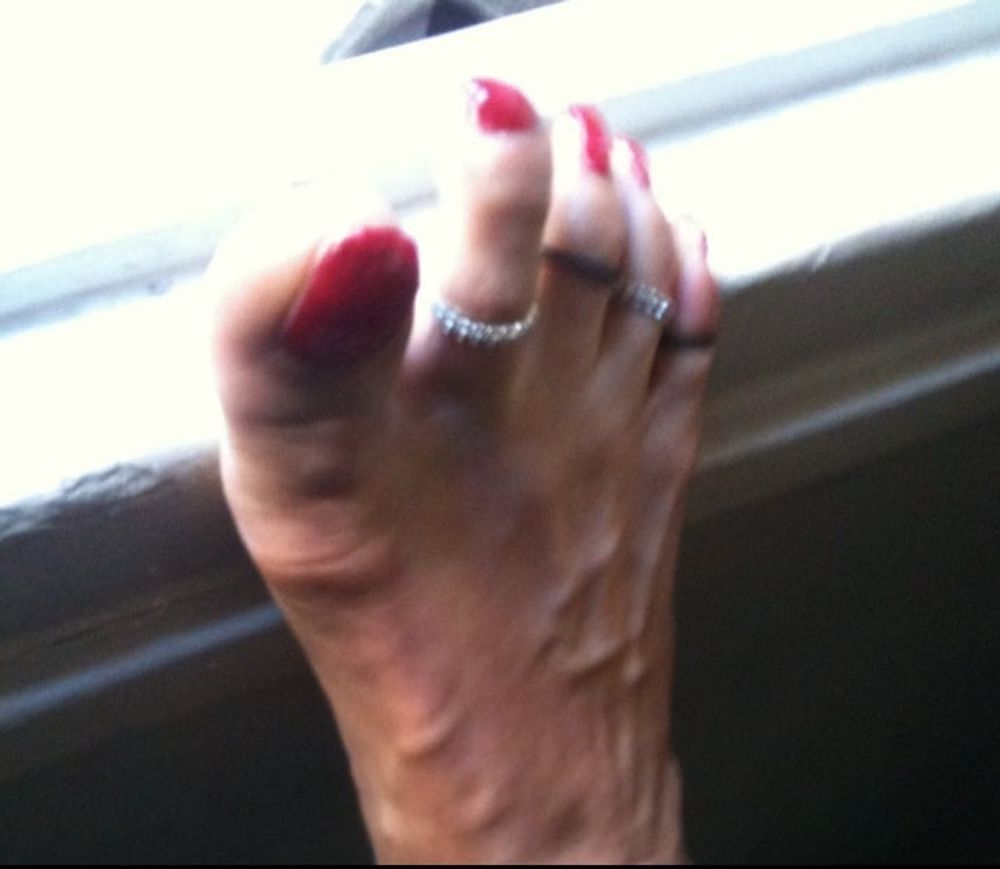 red toenails mix (older, dirty, toe ring, sandals mixed). #56