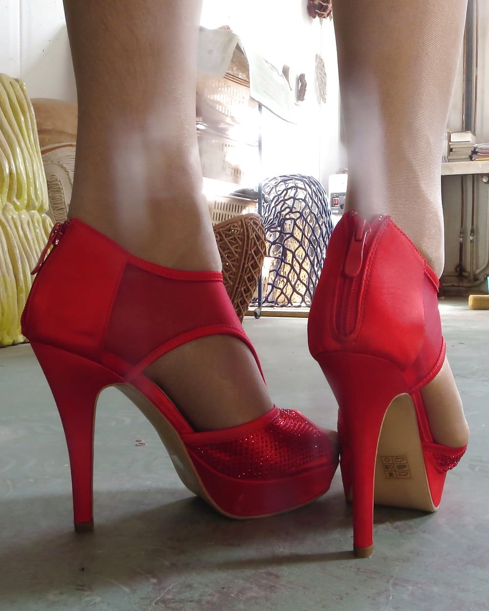 pantyhose and red pumps of my wife size 39, squeezed into #21