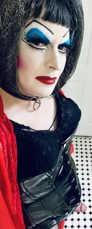 heavy makeup slut hot in red in january         