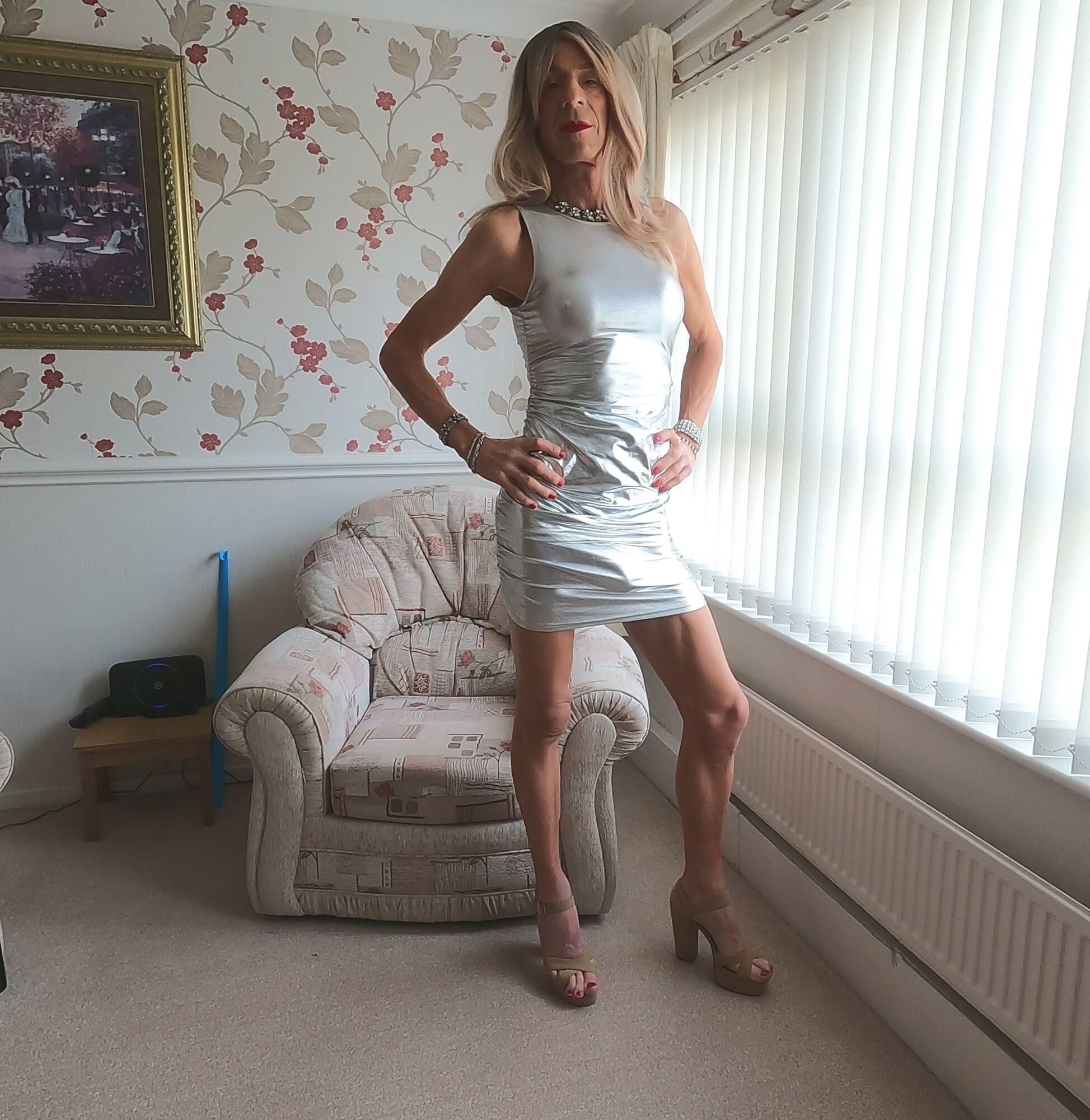 132 Alessia Travestita - Silver Party Dress #16